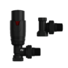 Комплект термостатичних кранів для підлючення радіаторів FADO PREMIO, кутовий чорний