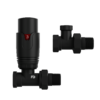 Комплект термостатичних кранів для підлючення радіаторів FADO PREMIO, прямий чорний