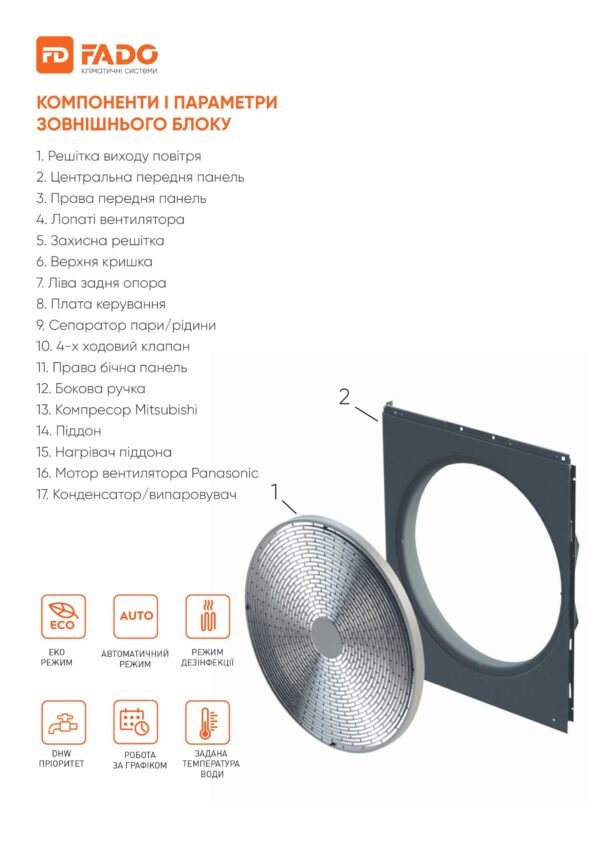 Насос тепловий FADO спліт 16 кВт 3-х фазний