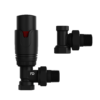 Комплект термостатичних кранів для підлючення радіаторів FADO PREMIO, кутовий чорний