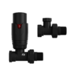 Комплект термостатичних кранів для підлючення радіаторів FADO PREMIO, прямий чорний