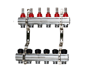 Колекторний блок FADO із нержавіючої сталі з витратомірами 1"x3/4" 6 виходів
